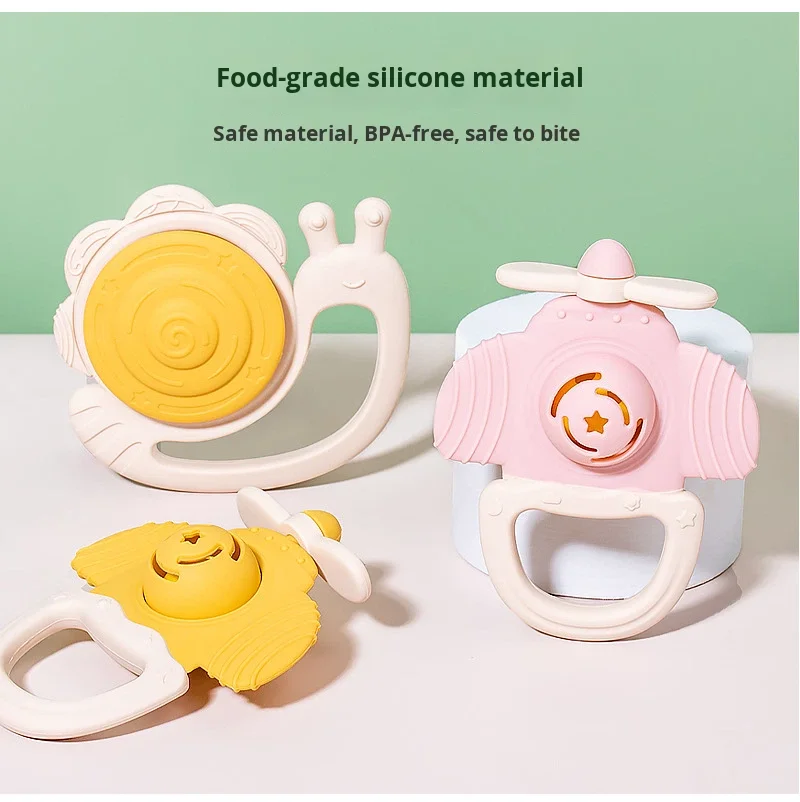 Baby Silicone Toy Airplane Hand Drum Food Grade Silicone Silicone Teether Stick supplier