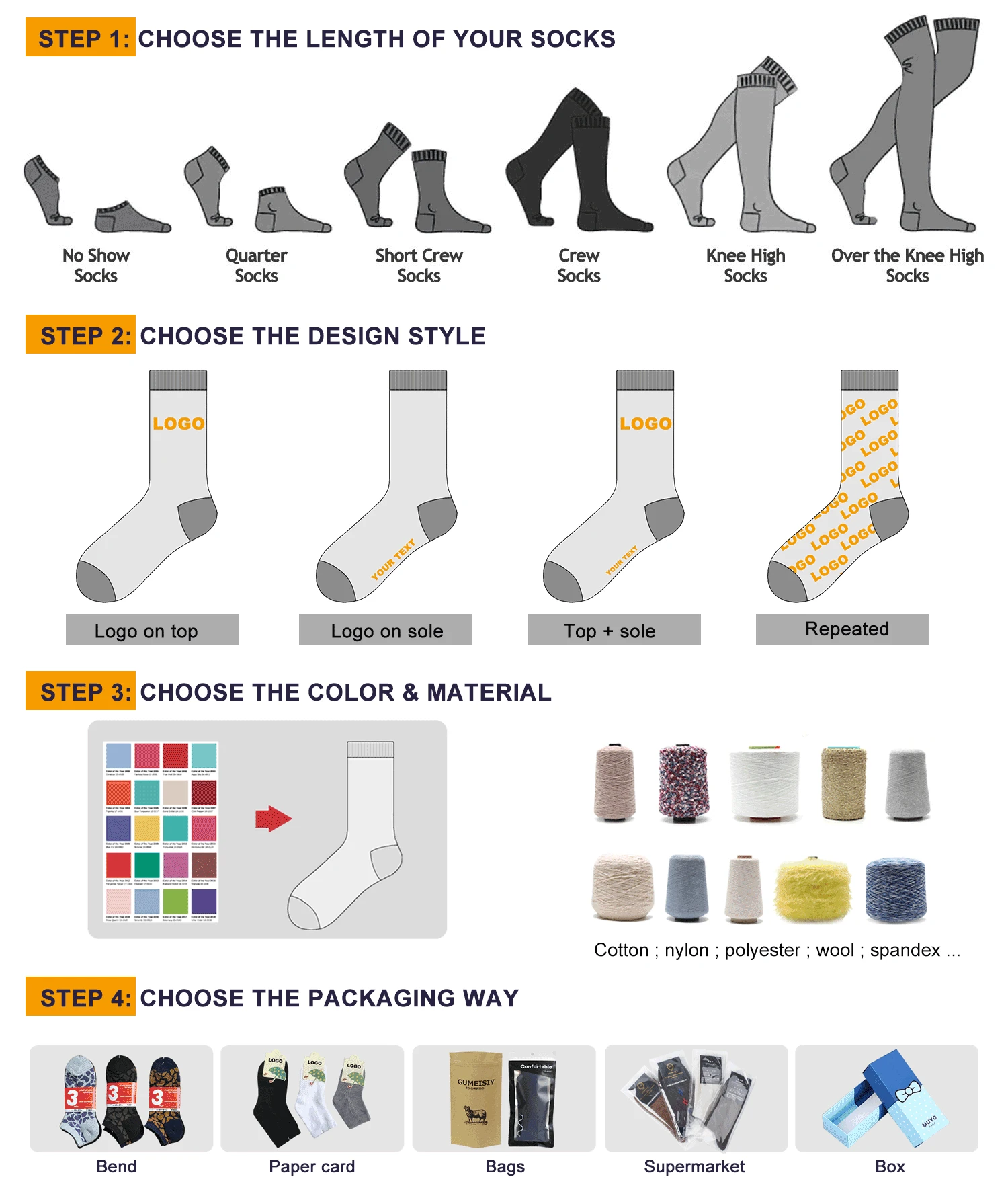 Free Mockup & Samples Cheap Socks Customize Logo Breathable Plain Crew