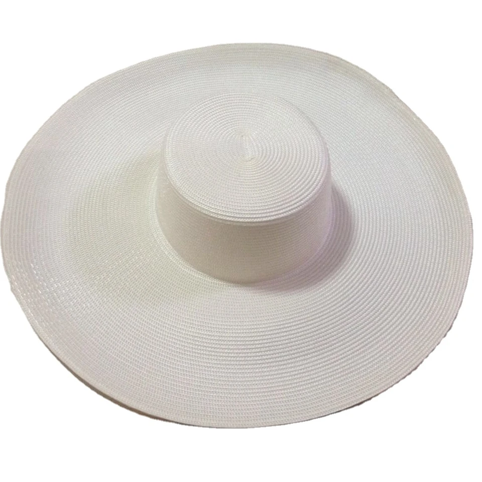 Wholesales 48cm Wide Brim Women Summer Beach Plain Straw Wide Brim Polypropylene Hats