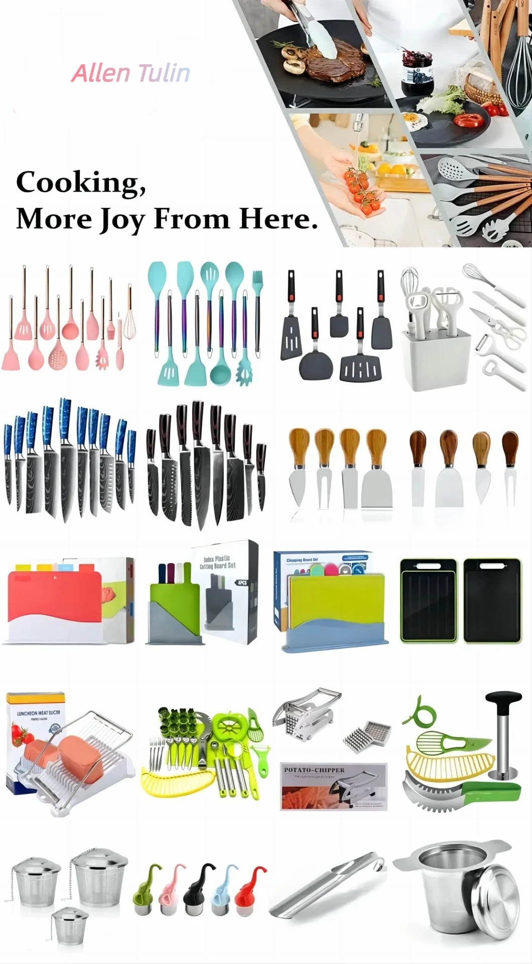 Cooking Utensils Set Nonstick Cookware Silicone Kitchenware Tool Spatula Ladle Egg Beaters