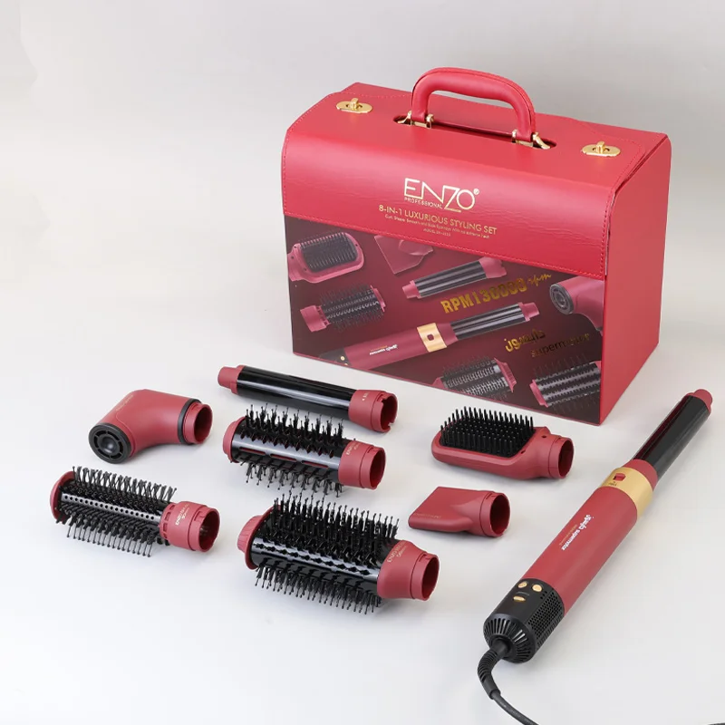 ENZO EN-6223-2 Jujube Red 8-in-1 Hot Air Brush Curler