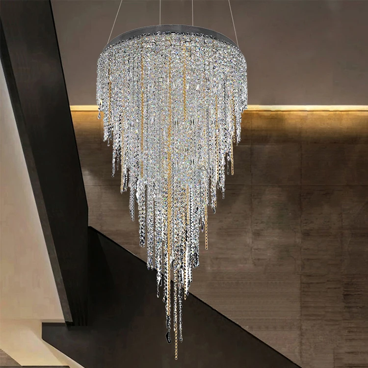 CPL-115 Design Moderno per Decorazione Interna, Atrio di Albergo, Villa, Scala di Lusso con Candelabro in Cristallo su Misura
