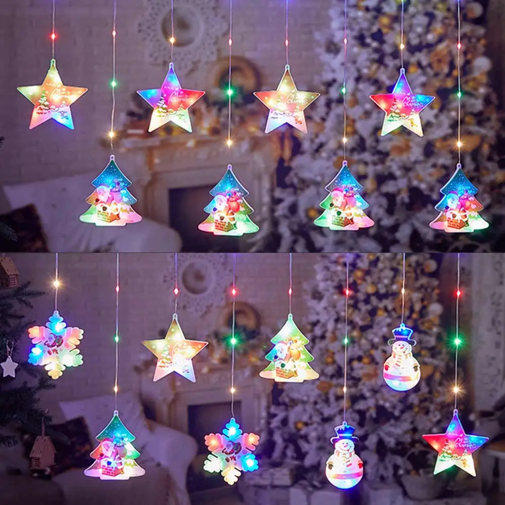 Christmas Curtain Lights,Painted Christmas Atmosphere Waterproof Led
