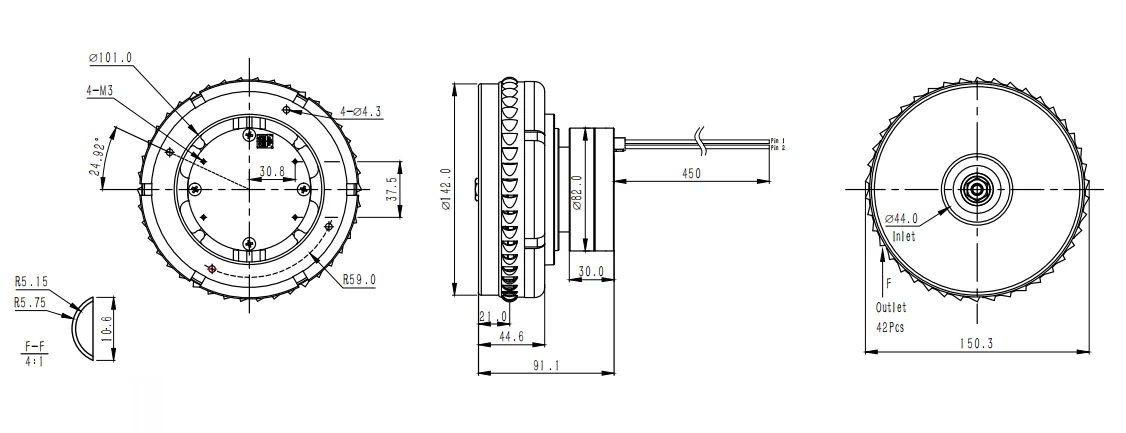 Centrifugal Fans, 48VDC高气流离心风扇，带83CFM - detail 6