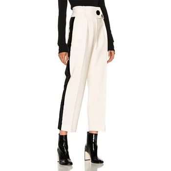 Women's Khaki Plain Slim Fit Straight Pants Breathable Causal Trouser for Summer ODM Size XS XL Washed Technique Logo Decoration