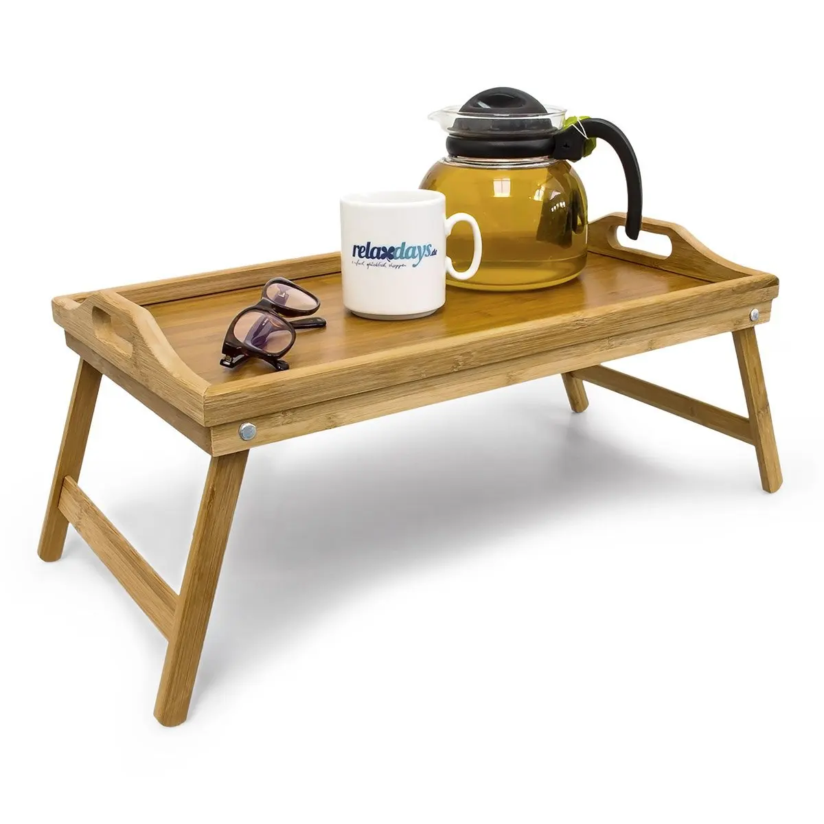 Solid Wooden Tray Table And Bed Tray For Breakfast And Coffee With