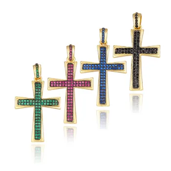 High Quality Gold Micro Pave Cubic Zirconia Black Diamond Cross Pendant For Jewelry Necklace