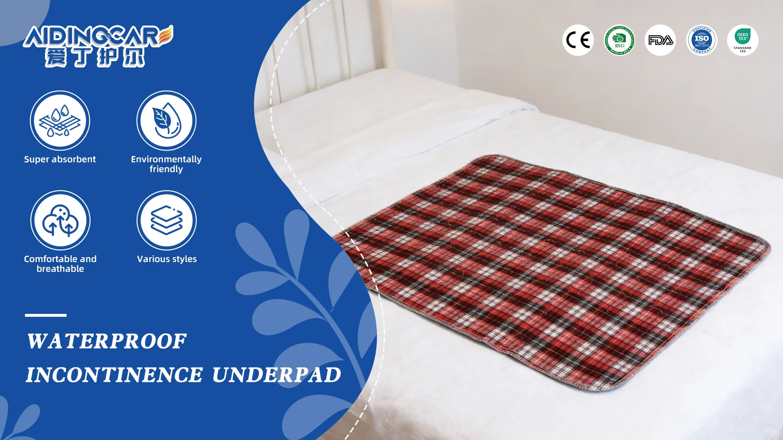 Wholesale Waterproof Quilted Air-permeable Underpads Machine Washable  - product detail 1