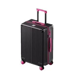 custom logo Luggage 24/20inch Silent Spinner Wheels TSA Lock Neoprene Zipper Cup Holder USB Interface Breathable Waterproof Super