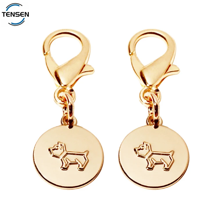 Custom Handmade Dog Logo Tags for Jewelry Making Gold Plated