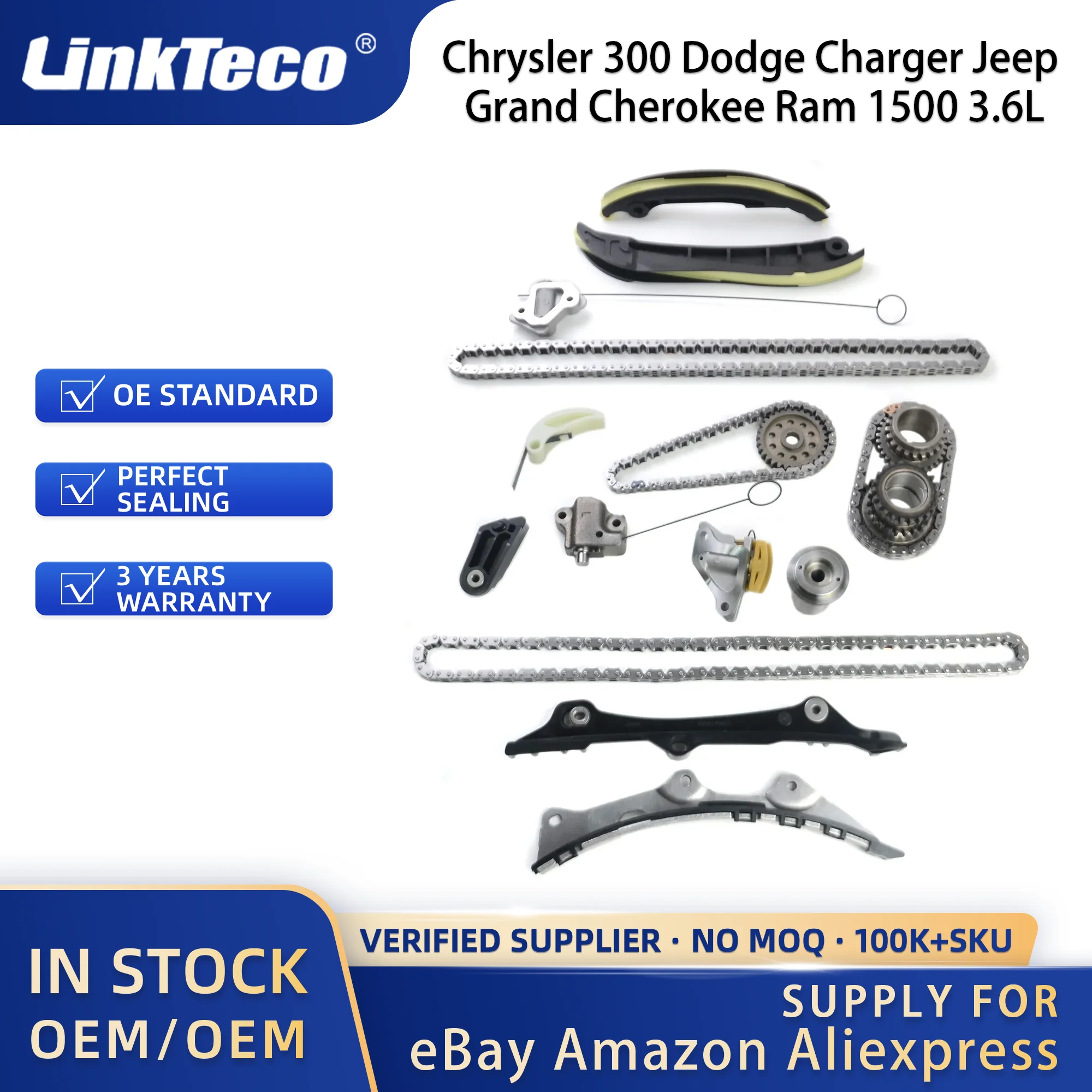 Linkteco Timing Chain Kit for Chrysler 300 Dodge Journey Charger Jeep Grand Cherokee Ram 1500 3.6L Pentastar 2011-2015 5047790AA