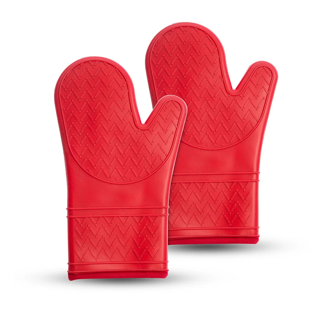 Heat Resistant Silicone Oven Mitts Set Soft Quilted Lining Extra Long Waterproof Flexible Gloves for Cooking and BBQ Kitchen details