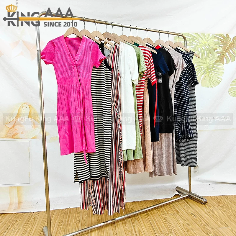 Short Sleeve Knit Long Sweater Dress Korean Used Clothes Women Used Clothes  Second Hand Clothing Wholesale Bales of Used Clothes - Main Image