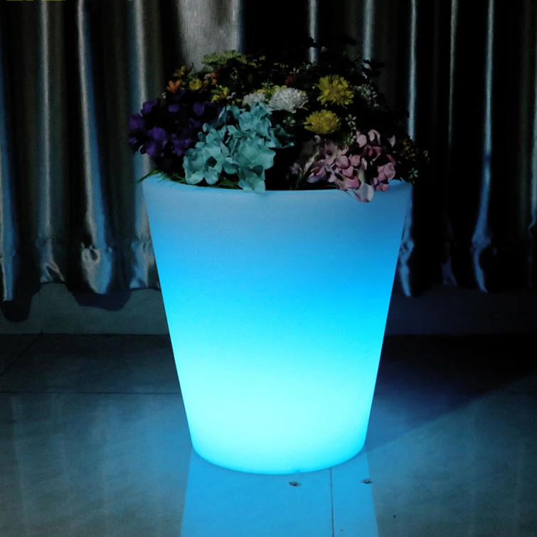 Rechargeable Large big middle small size outdoor furniture led flowerpot with light for floor