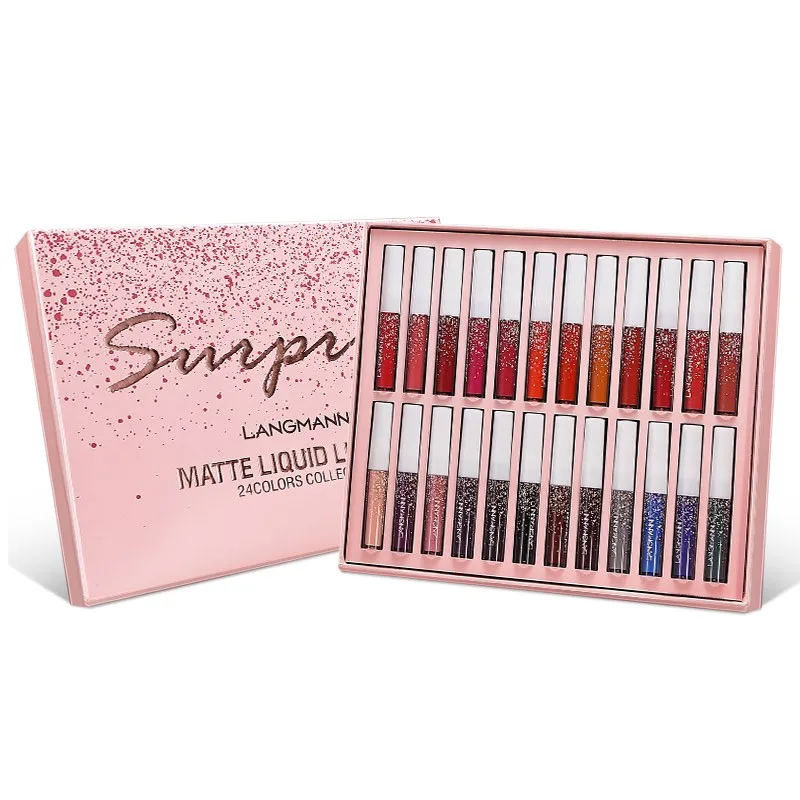 LANGMANNI L9888 Косметическая Губная помада 24 цвета в наборе оптовая продажа губная помада водостойкая матовая Косметическая красная матовая губная помада
