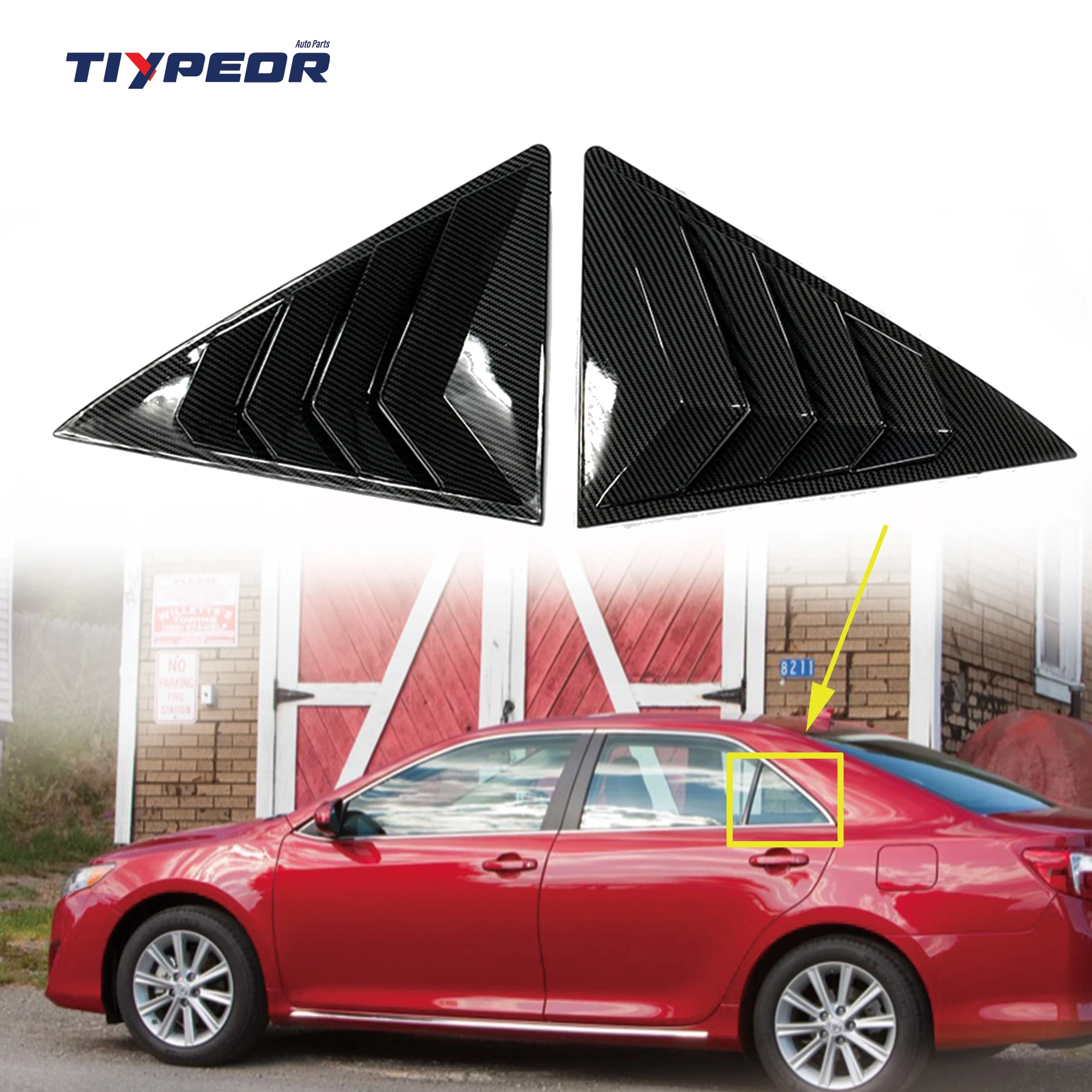 product car side rear window carbon fiber louver for camryie 2012   2017 cover trim air outlet shutter exterior accessories-3