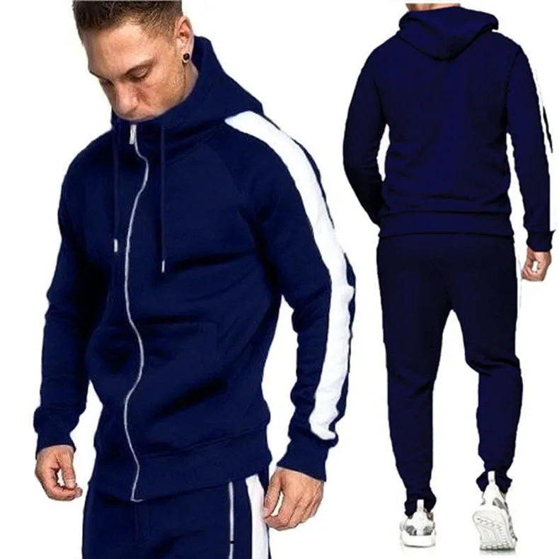 High quality jogging sportswear zip up sweatsuit custom logo printing plain men tracksuit