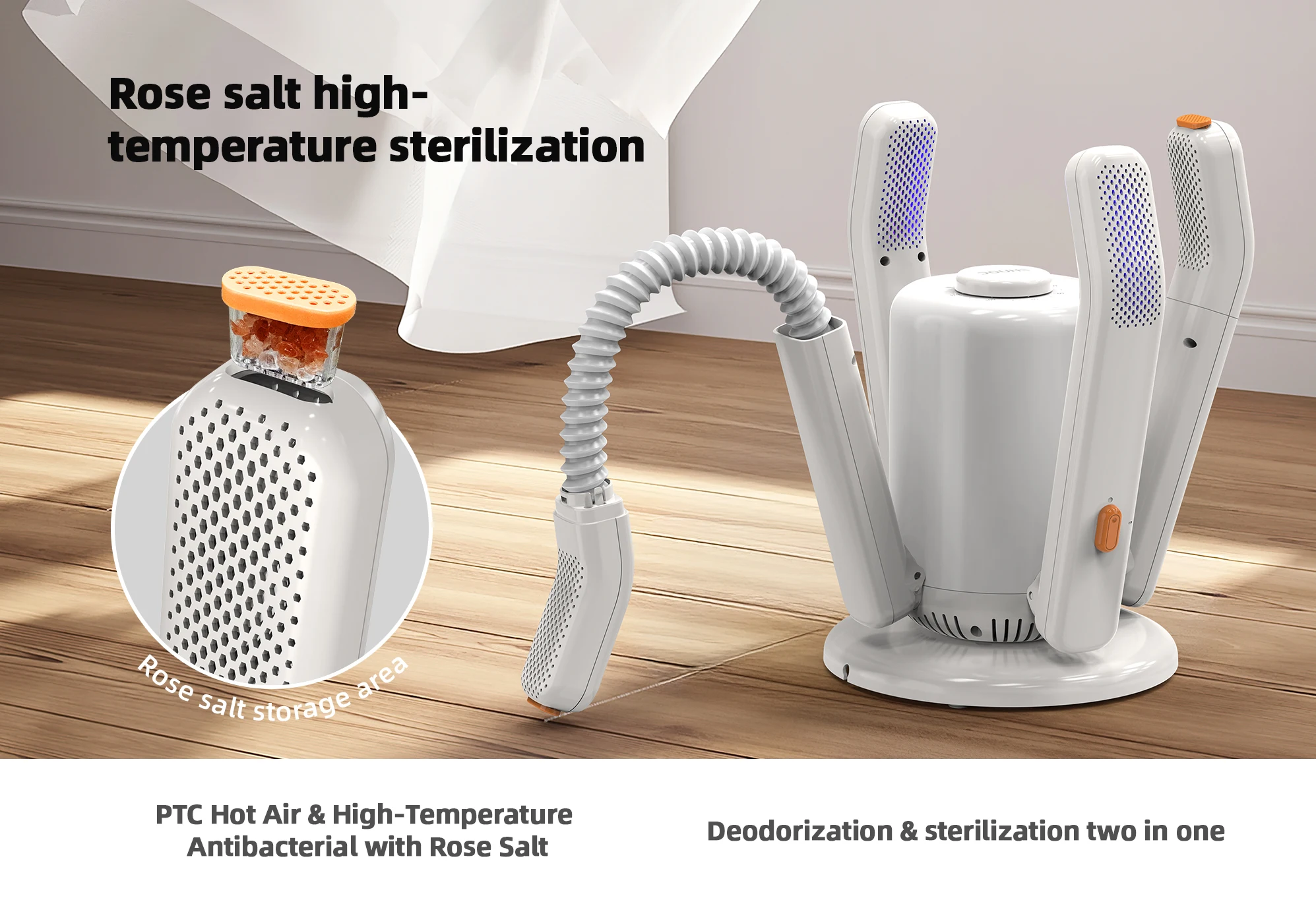 DOUHE New Style Design Rose Salt Sterilization Flexible Sports Dehumidify Device Portable Foldable Boot Shoe Dryer Electric