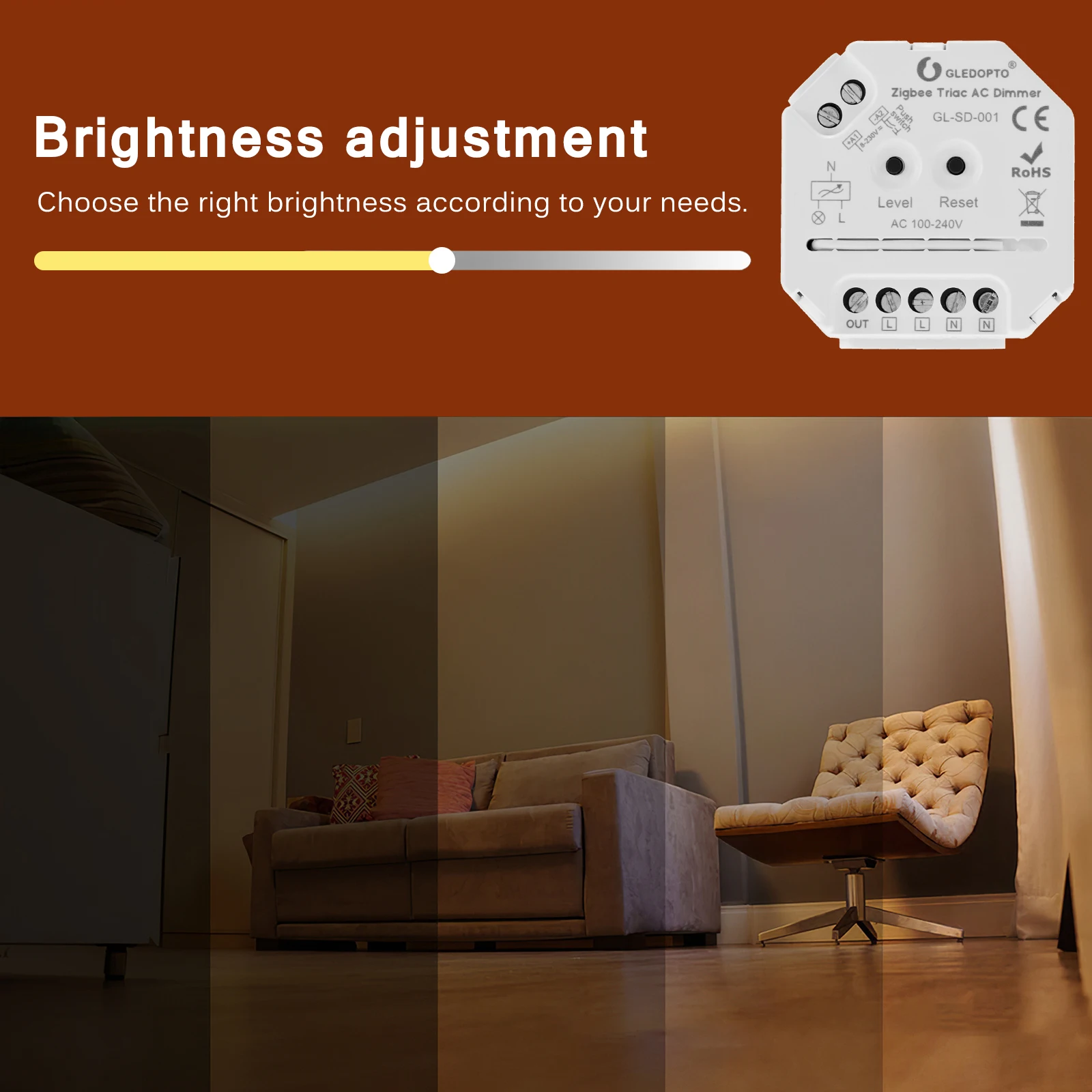 Smart Zigbee Wireless Wall Lighting Control Dimmer Led Light App/voice/2.4ghz Control 100v 240v