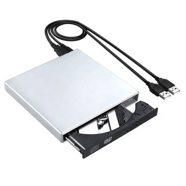 USB External CD-RW Burner DVD/CD Reader Player with Two USB Cables for Windows Mac OS Laptop Computer