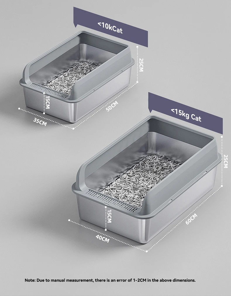 Semi-closed Litter Box Oversized Stainless Steel Litter Box with Foot Pads a Complete Litter Box manufacture
