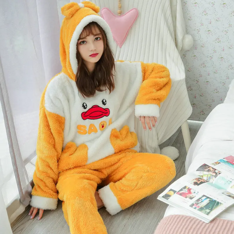 2019 Winter Women Kigurumi Onesie Stitch Pajamas Sets Cute Flannel Animal  Pajama Nightie Warm Hooded Sleepwear Costume - AliExpress