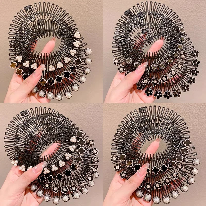 Заколка для волос с жемчужинами и бабочками