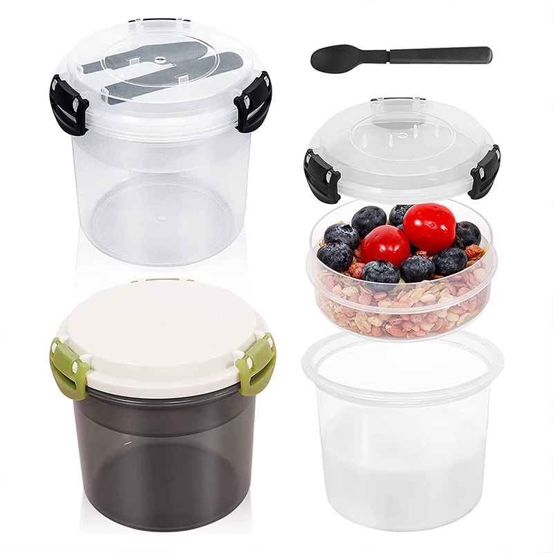 Overnight Oats Container Reusable Yogurt Parfait Cups With Lids And