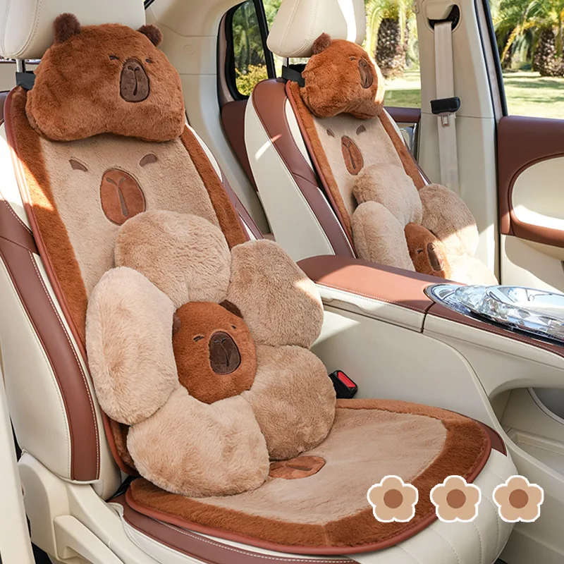 Comodo cuscino per seggiolino auto in peluche Design a cartone animato  Capybara Poggiatesta per auto Semplice e carino supporto lombare per auto