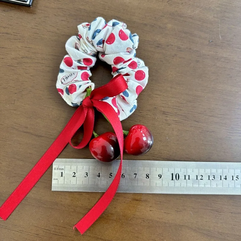 MIO Women Red Bow Hair Band - Cute Fruits Cherry Scrunchies display picture 2