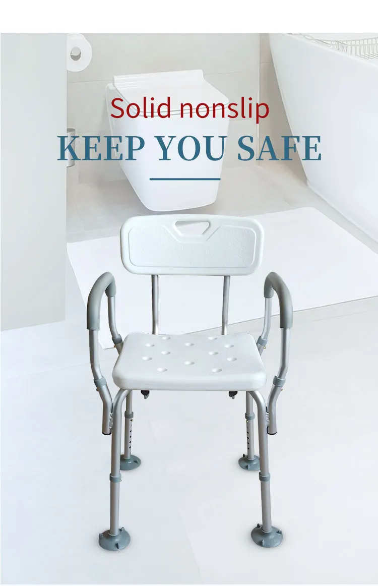Bq403d Adjustable Medical Portable Shower Chair With Back And Arms