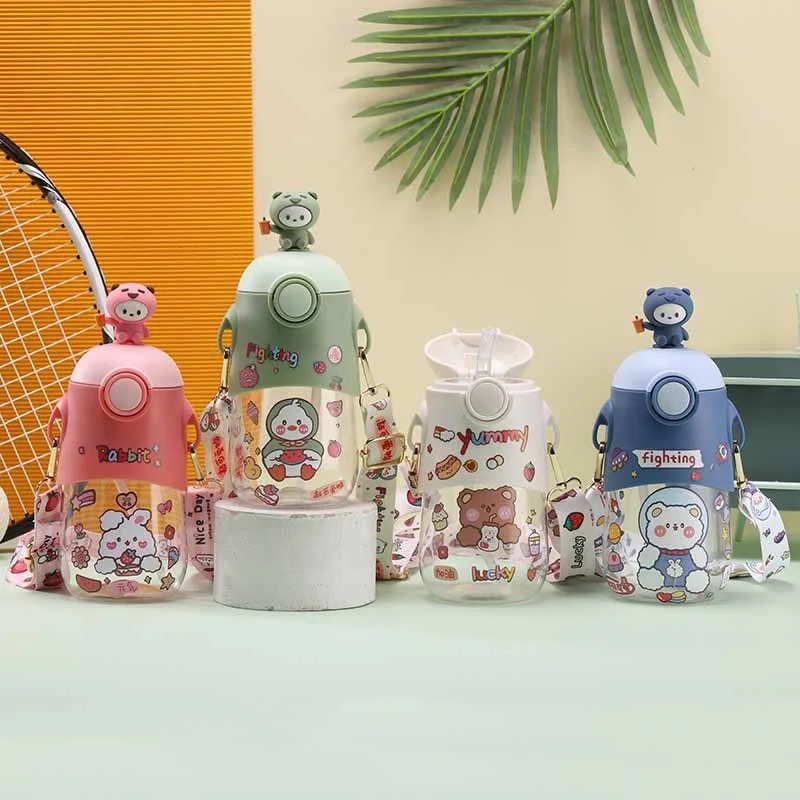 Free Shipping Doll 500ml Large Capacity Portable Outdoor Sports Children's School Strap Water Bottle for Water