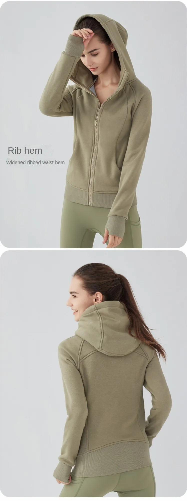 Lululemon Winter Yoga Wear Fitness Thick Sports Workout Clothes Cotton Fleece Zipper Gym Jacket Hoodies For Women
