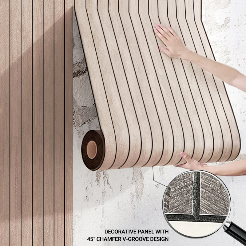 Jorunns Easy Installation 3D PVC Flutted Wall Panel Wallpaper Rolls  Waterproof Peel and Stick Decorative Acoustic Wall Panel