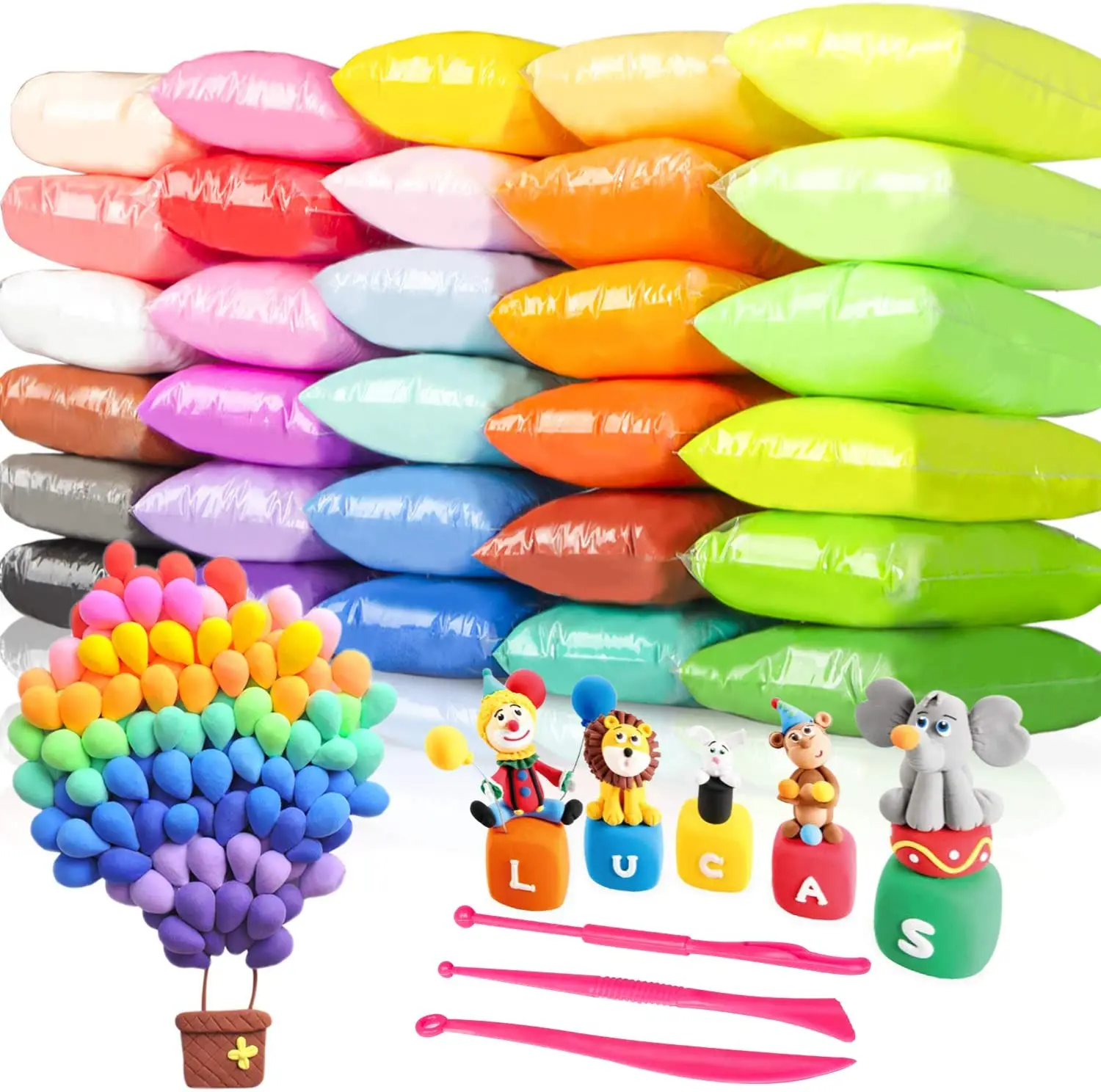 Pâte à Modeler Super Douce - Kit 36 Couleurs + Outils - 460g, Autodurcissante, Non Toxique - Pour Enfants 3-8 Ans