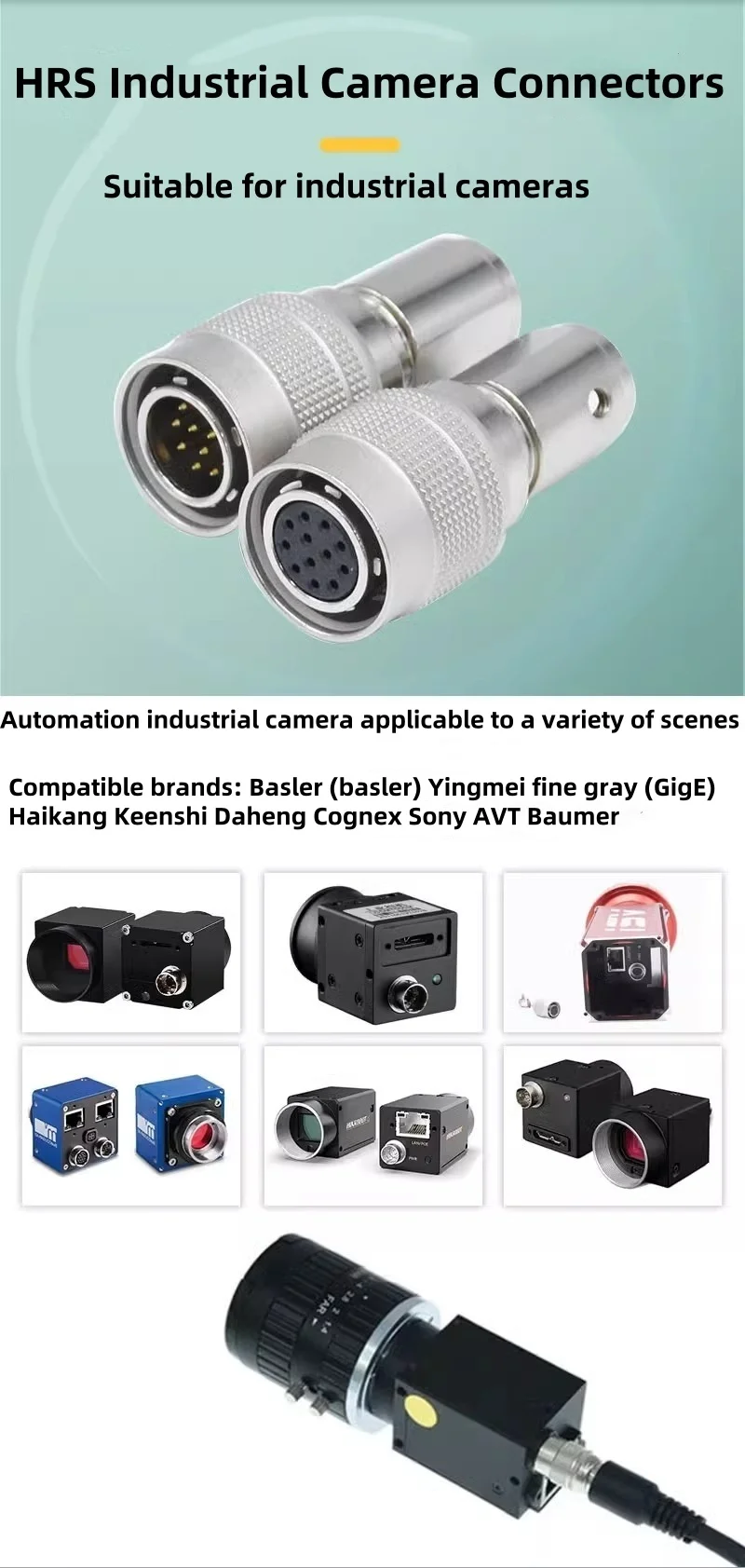 Waterproof Cable HR10A-7P-6S 4 6 7 10 12 Pin Industrial Camera Power Plug Female Male Aviation Connectors