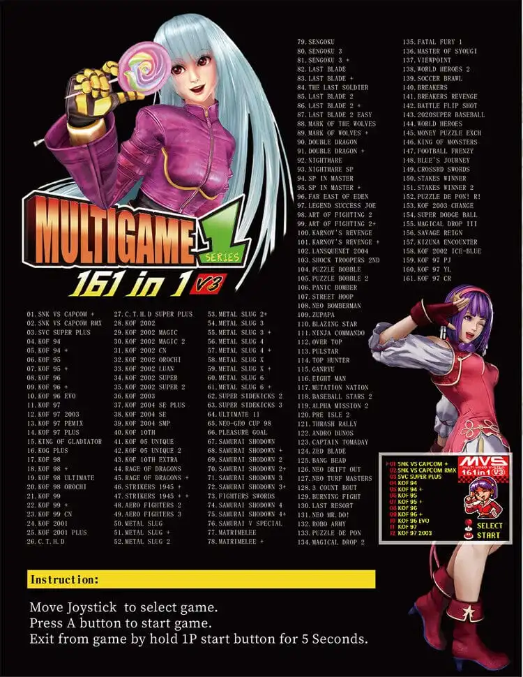 Guangzhou Funzone SNK Neo Geo MVS 161-in-1 JAMMA Multigame