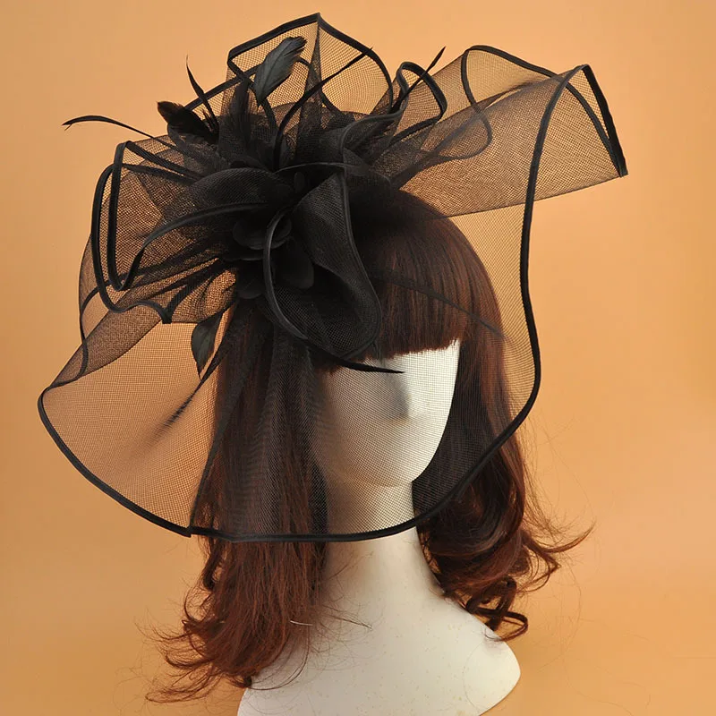 Шляпа Дерби Genya для женщин Вуалетка головной убор с повязкой на голову Свадебная цветами коктейльными сетчатыми перьями свадебная фата