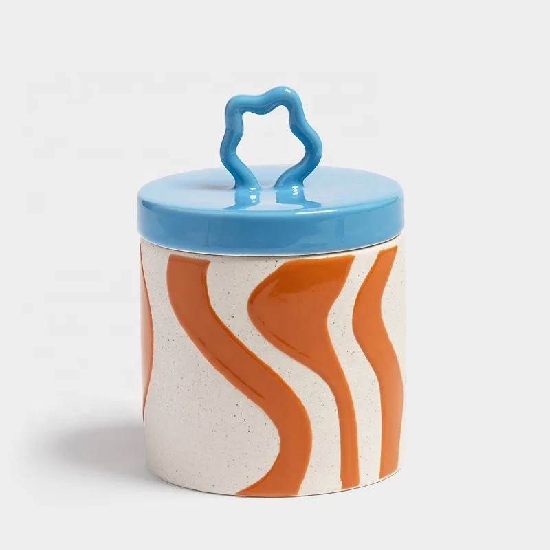 Custom Creative Design Decoration Nordic Ceramic Kitchen Food Storage Jars Tea Coffee Sugar Canisters Sets with Lid