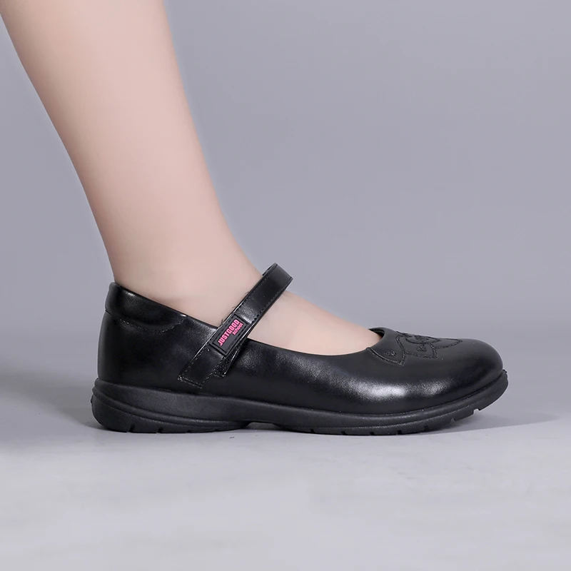 
JUSTGOOD 2021 Black Colour Footwear Girl Children Go Back To School Shoes 