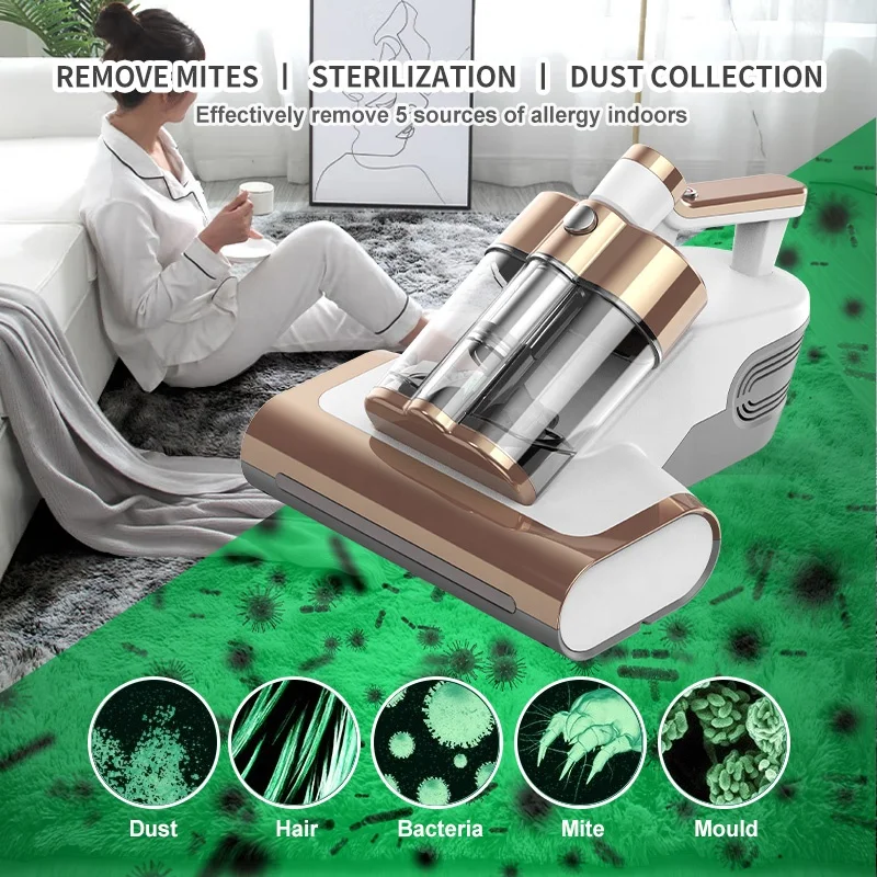 Ручной прибор для пылесоса с клещами тепловая УФ-лампа удаление клещей Мощное всасывание ультрафиолетовое