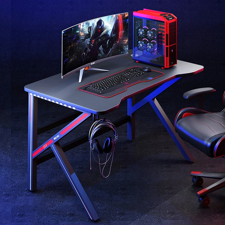 Color Box Packing New Design Metal Frame E-Sport RGB K Shape Gaming Table Desk