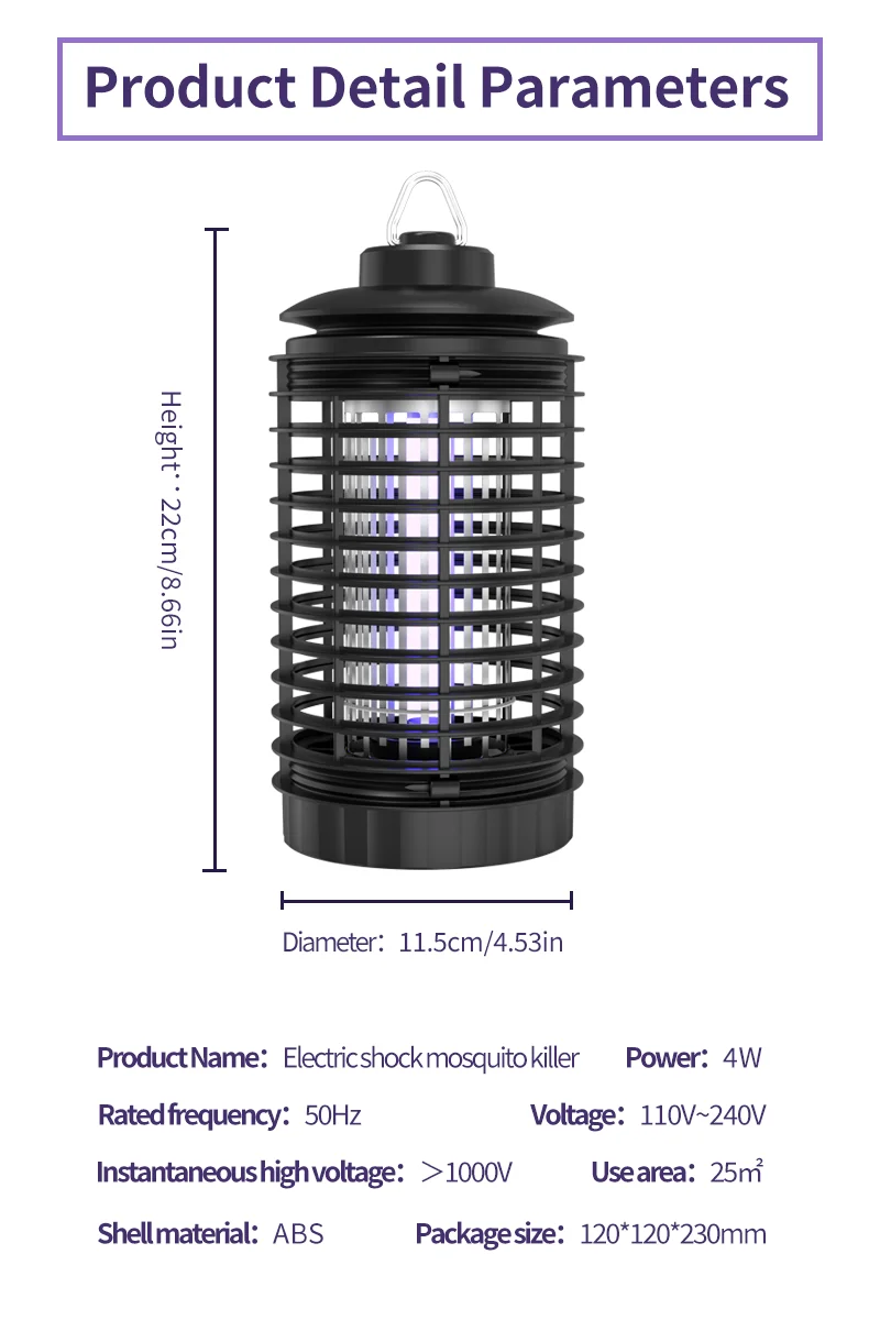 SJZ Effective Led Rechargeable USB Photocalyst Bug Zapper High Voltage Transformer Electric UV Mosquito trap Killer Lamp details