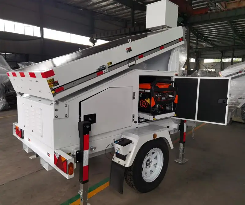 Solar Diesel Hybrid Power Generator CCTV System Tower Mobile Surveillance Trailer