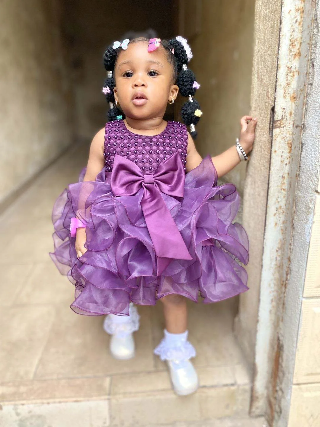 Wholesale Baby Girl Dresses Elegant Flower Girl Purple Dress