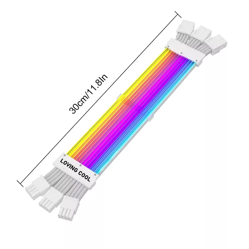 Rgb Psu Cables Full White Argb Gpu Power Supply Cable 3 * 8(6+2) Pin