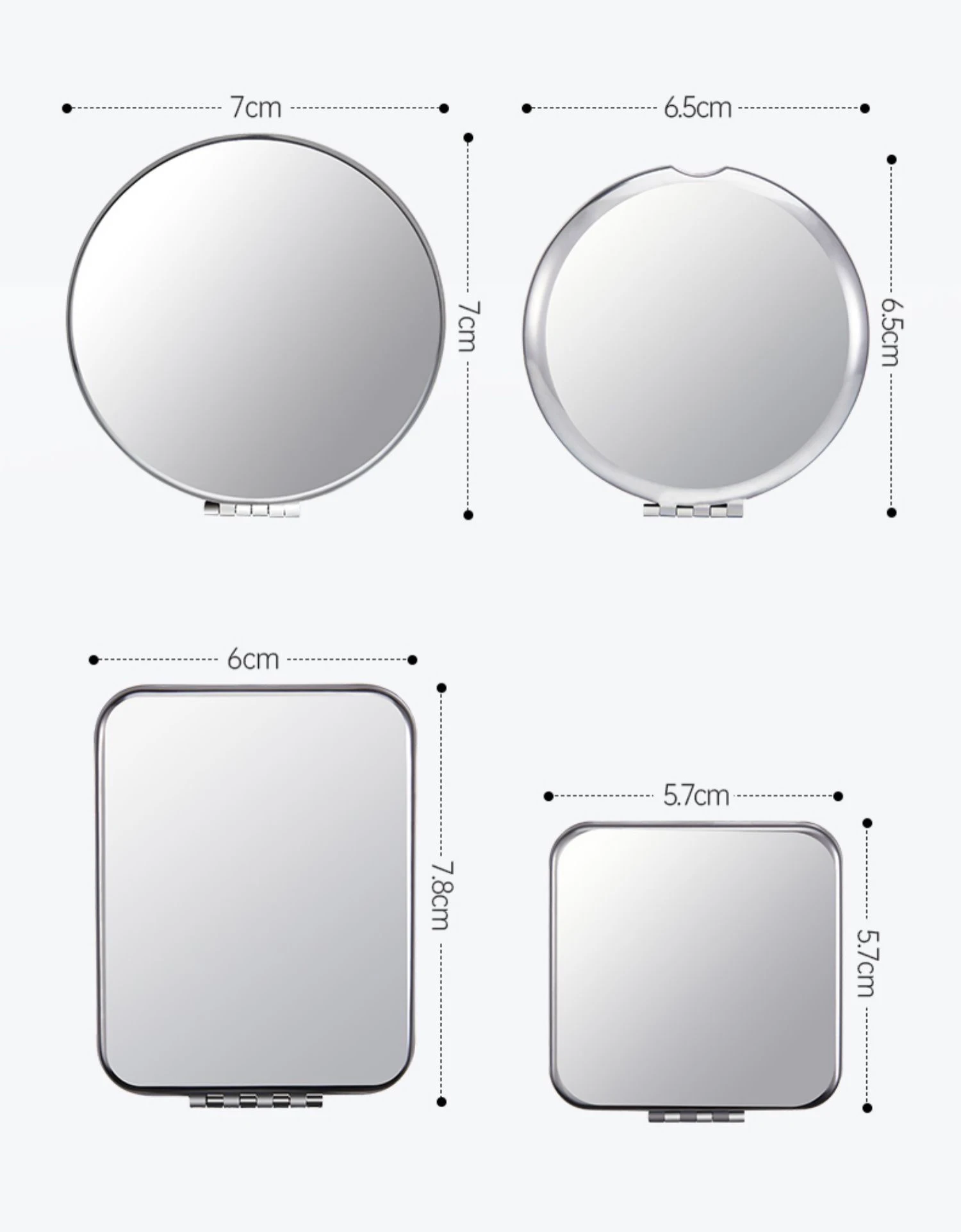 Wholesale Shell Shape Small Metal Makeup Mirror Foldable Double Sided Portable Makeup Mirror