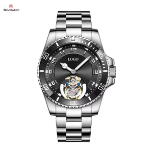 High End Colorful Dial Watch Stainless Steel Tourbillon Mechanical Watch Elegant Skeleton Tourbillon Mechanical Watches for Men