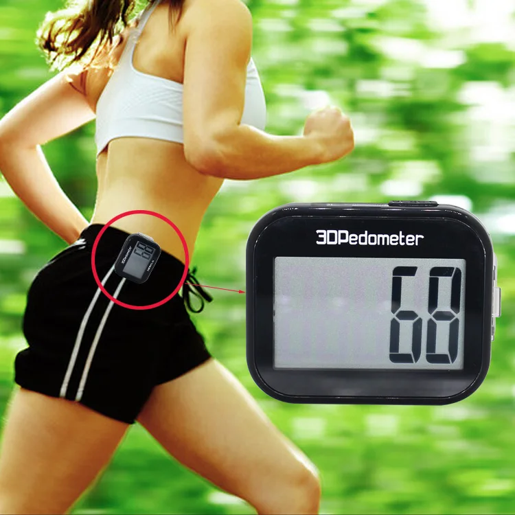 Gift sports health Multi-function 3D Digital Display Sensor Walking Running Step Distance Counter Tracking Pedometer with Clip