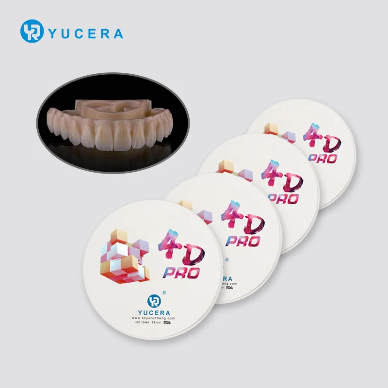 Yucera 4D 98*10mm Multilayer Zirconia Block Dental Zirconia Disc Cad Cam Zirconia Suitable for Half Teeth